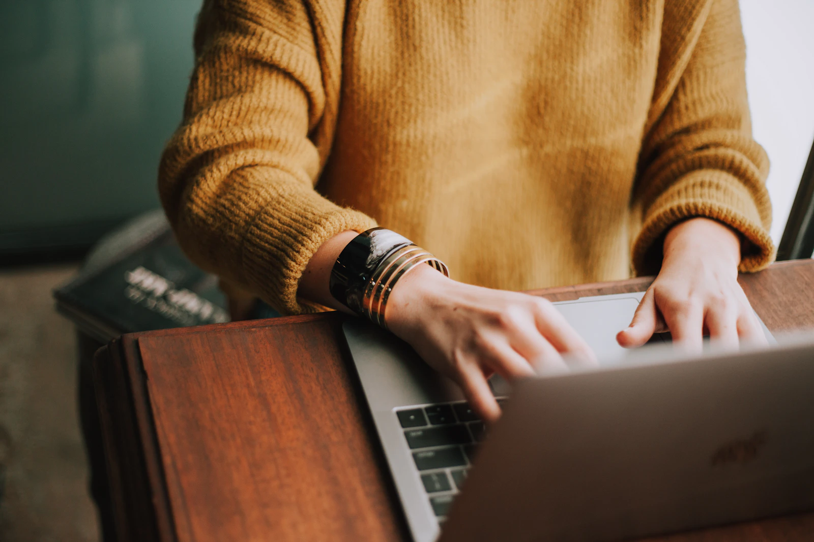 Person using a laptop for online account access